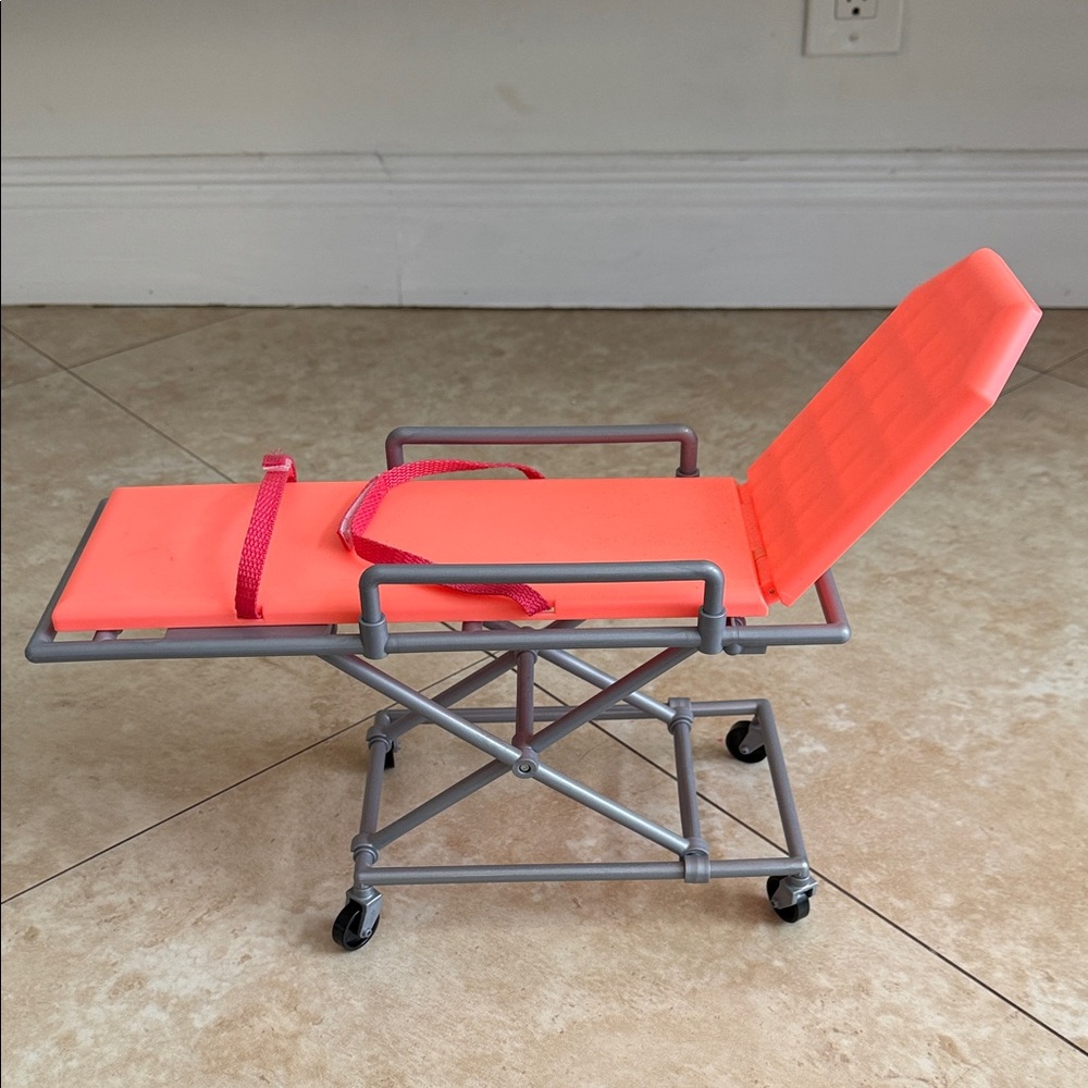 Our Generation Orange Doll Stretcher with Gray Frame. Adjustable.